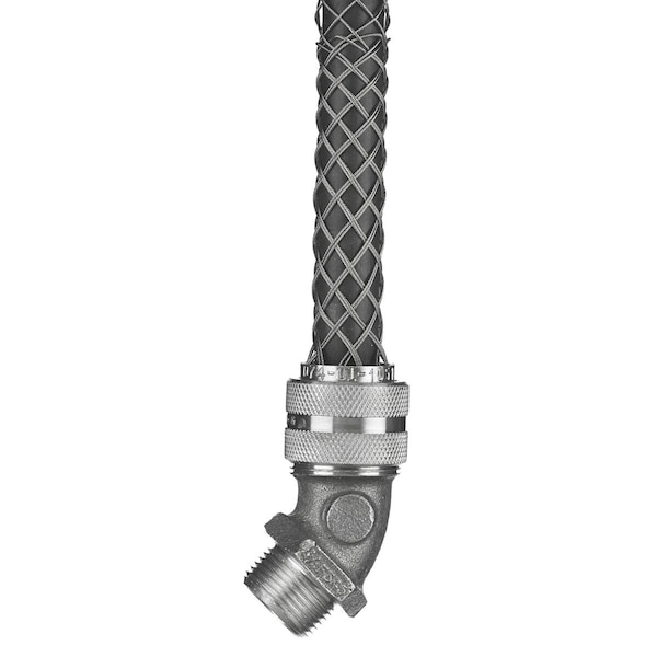 Deluxe Cord Grip, 45, 1 in NPT, Aluminum Body, Stainless Steel Grip